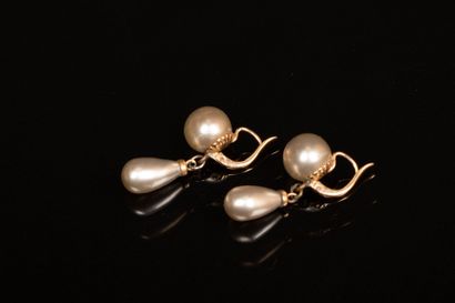 Pair of gold and enameled glass bead sleeper...