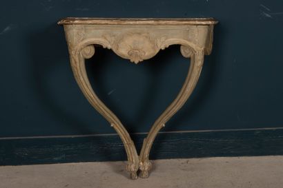 Lacquered wood console table carved with...