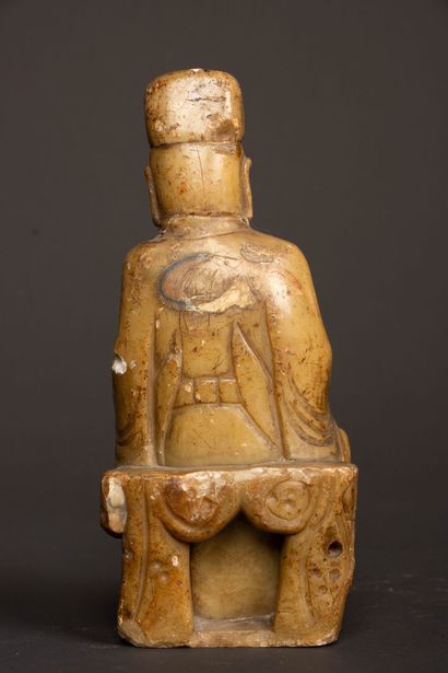 Statuette in Shousan stone (beige steatite)...