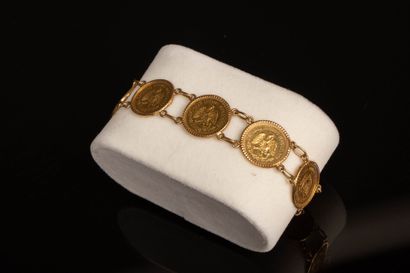 Gold bracelet, mounted with eight Spanish...