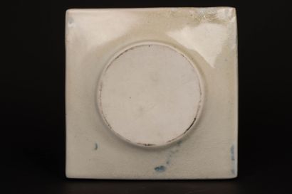 Quadrangular porcelain vase with round off-center...