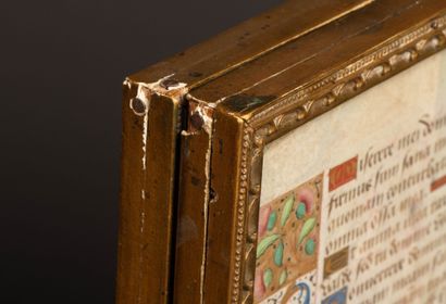 Two rare illuminated leaves from the 15th...