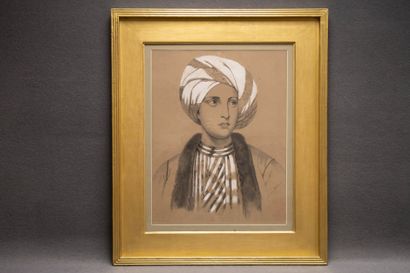 Marie GALLAND ( XIX°-XX°)
Portrait with turban
Charcoal...