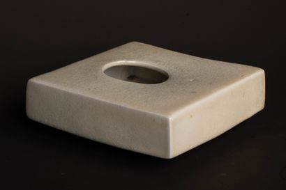 Quadrangular porcelain vase with round off-center...