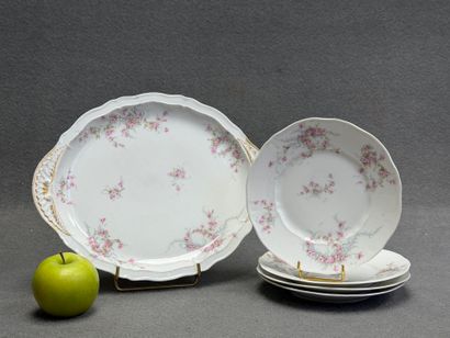 HAVILAND: plat à gâteau et quatre assiettes...