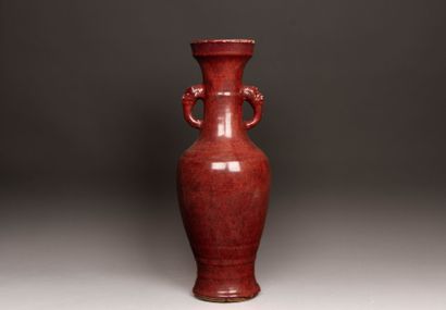 Grand vase balustre à anses en porcelaine...