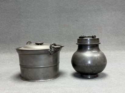 Porte diner et pot à bouillon en étain XIX°....