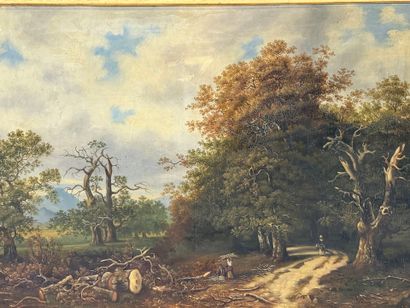 Ecole Française 
Huile sur toile encadrée
Paysage...