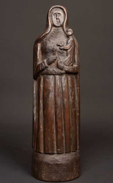 Vierge à l'enfant en chêne sculpté
Art Populaire...