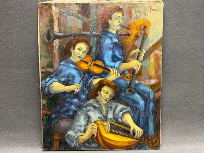 Claude BOIX. 
Les musiciens. 
huile sur toile,...