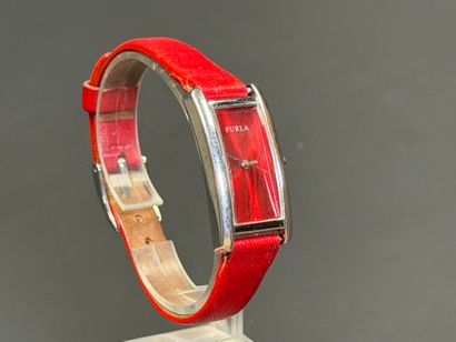 FURLA Montre de dame cadran rouge, bracelet...