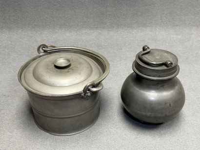 Porte diner et pot à bouillon en étain XIX°....