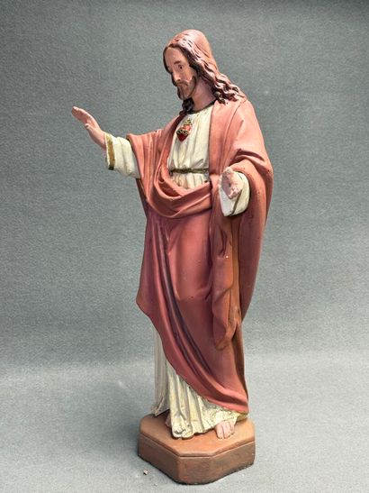 Jésus-Christ. 
Sculpture en platre patiné....
