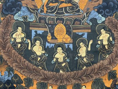 Thangka. 
Peinture sur toile. 
40 x 30 c...