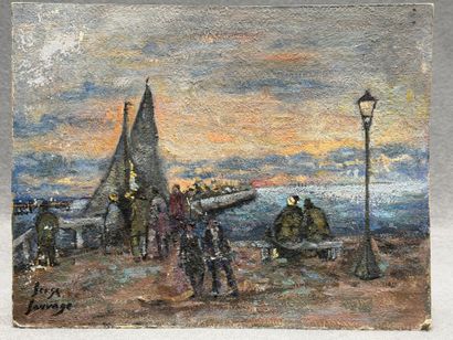 Serge SAUVAGE (XXe)
Deauville. 
huile sur...