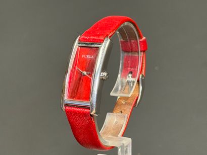 FURLA Montre de dame cadran rouge, bracelet...