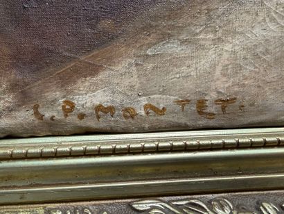 MONTET. 
Chemin de campagne.
huile sur toile,...