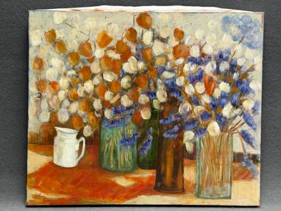 Claude BOIX. 
La pot blanc. 
huile sur toile,...
