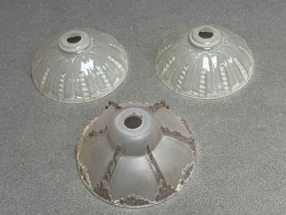 Paire de coupes de lustre en verre. 
D. :19,5...