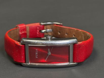 FURLA Montre de dame cadran rouge, bracelet...