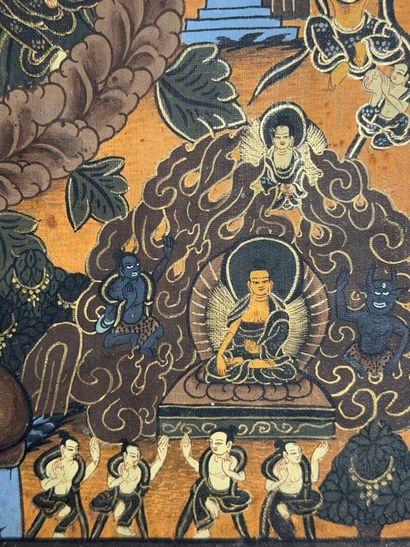 Thangka. 
Peinture sur toile. 
40 x 30 c...