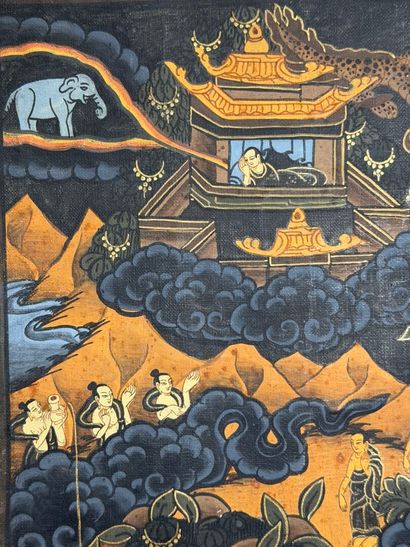 Thangka. 
Peinture sur toile. 
40 x 30 c...