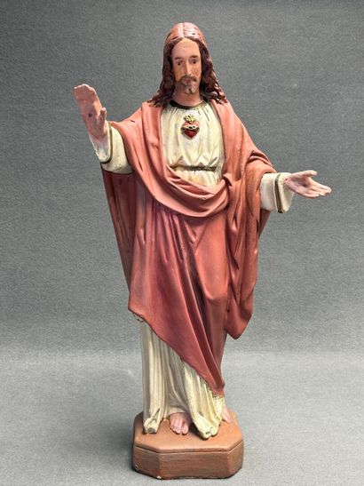 Jésus-Christ. 
Sculpture en platre patiné....