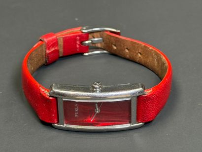 FURLA Montre de dame cadran rouge, bracelet...