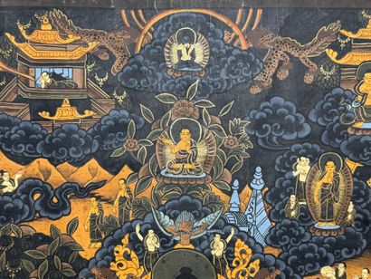 Thangka. 
Peinture sur toile. 
40 x 30 c...
