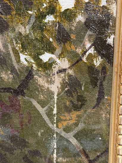 MONTET. 
Chemin de campagne.
huile sur toile,...