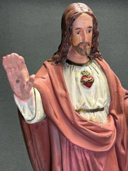 Jésus-Christ. 
Sculpture en platre patiné....