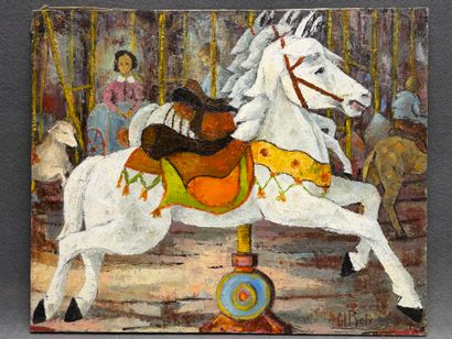 Claude BOIX. 
Chevaux de manège
huile sur...