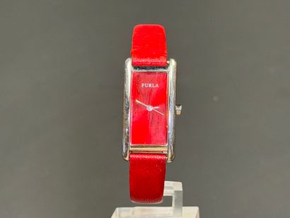 FURLA Montre de dame cadran rouge, bracelet...