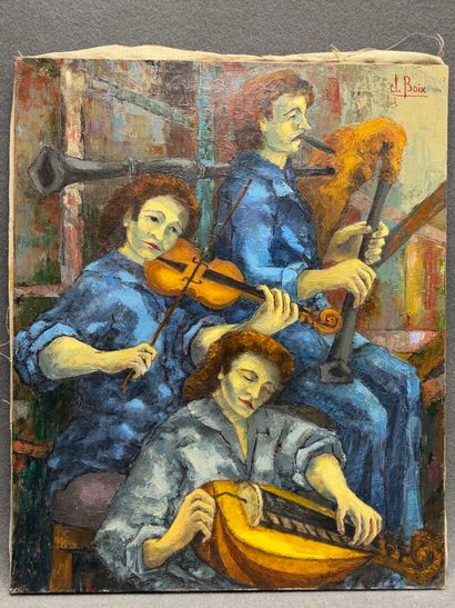 Claude BOIX. 
Les musiciens. 
huile sur toile,...