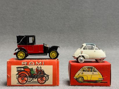 Deux véhicules miniatures: 
-Quiralu, isetta...