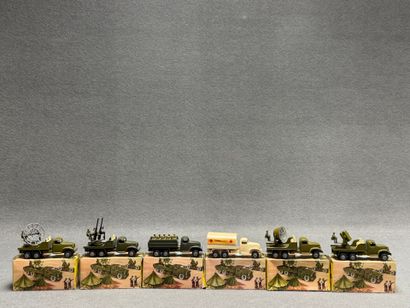 FRANCE JOUETS. 
Six camions militaire:
Radar,...