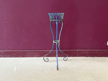 Porte-pot en fer courbé. relaqué bleu
H:...