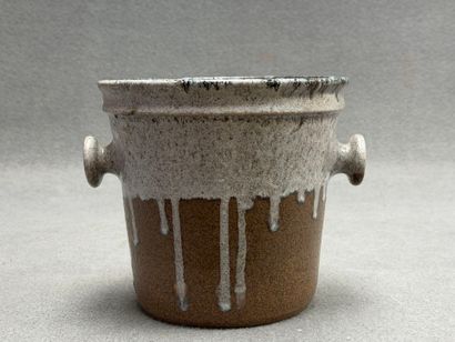 ACCOLAY Seau à champagne en grès à coures.
Signé
H:...