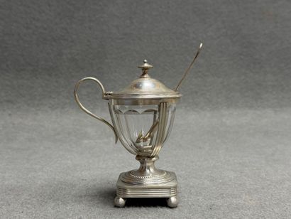 CHRISTOFLE Moutardier en métal argenté, 
H:...