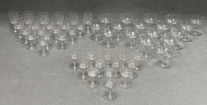 Partie de service de verres gravés d'un R.
Début...