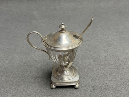 CHRISTOFLE Moutardier en métal argenté, 
H:...