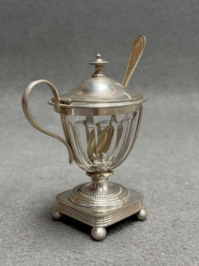 CHRISTOFLE Moutardier en métal argenté, 
H:...