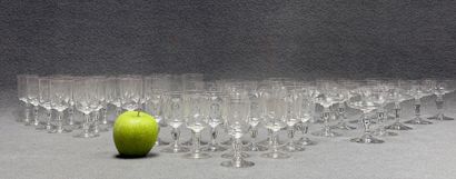 Partie de service de verres gravés d'un R.
Début...