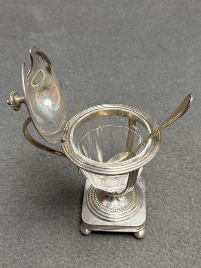 CHRISTOFLE Moutardier en métal argenté, 
H:...