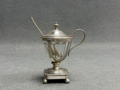 CHRISTOFLE Moutardier en métal argenté, 
H:...