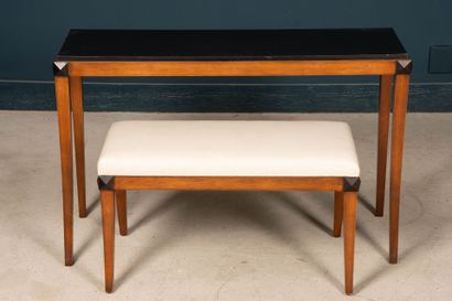 Modern console and bench in stained fruitwood....