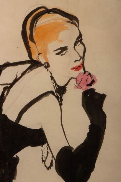 René GRUAU (1909-2004)
Woman with a Rose
Ink...