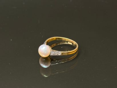 Gold ring set with a cultured pearl.
TDD...