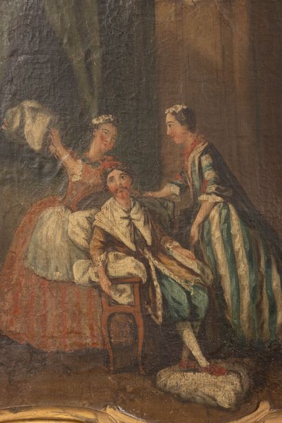 Grand trumeau de boiserie en bois laqué,...