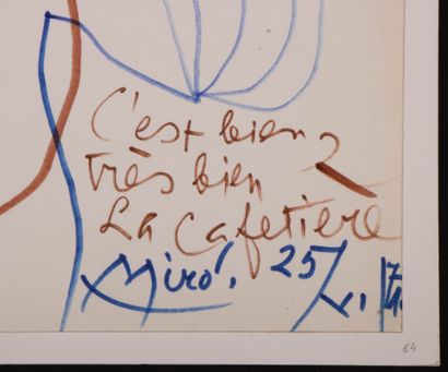 Joan MIRO (1893-1983) 
The Coffee Pot.
Red...
